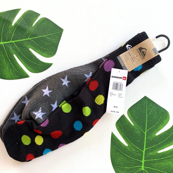 🧦QUIKSILVER 2 Pair Crew Socks 🧦 - Picture 6 of 9